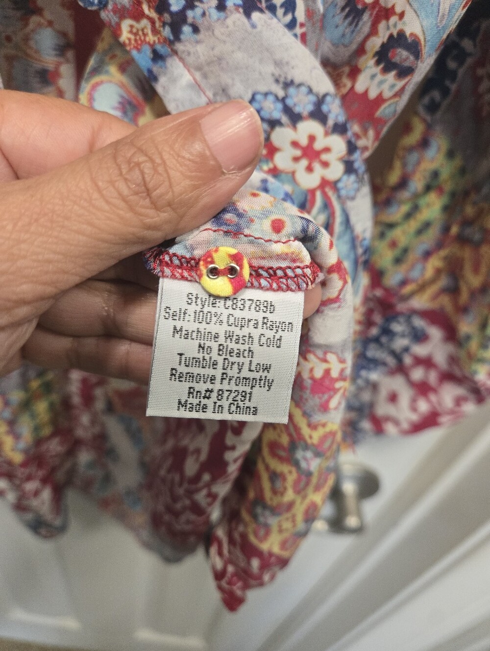 Johnny Was Red Multicolor Boho Floral Patchwork Blouse Size L - Picture 9 of 9